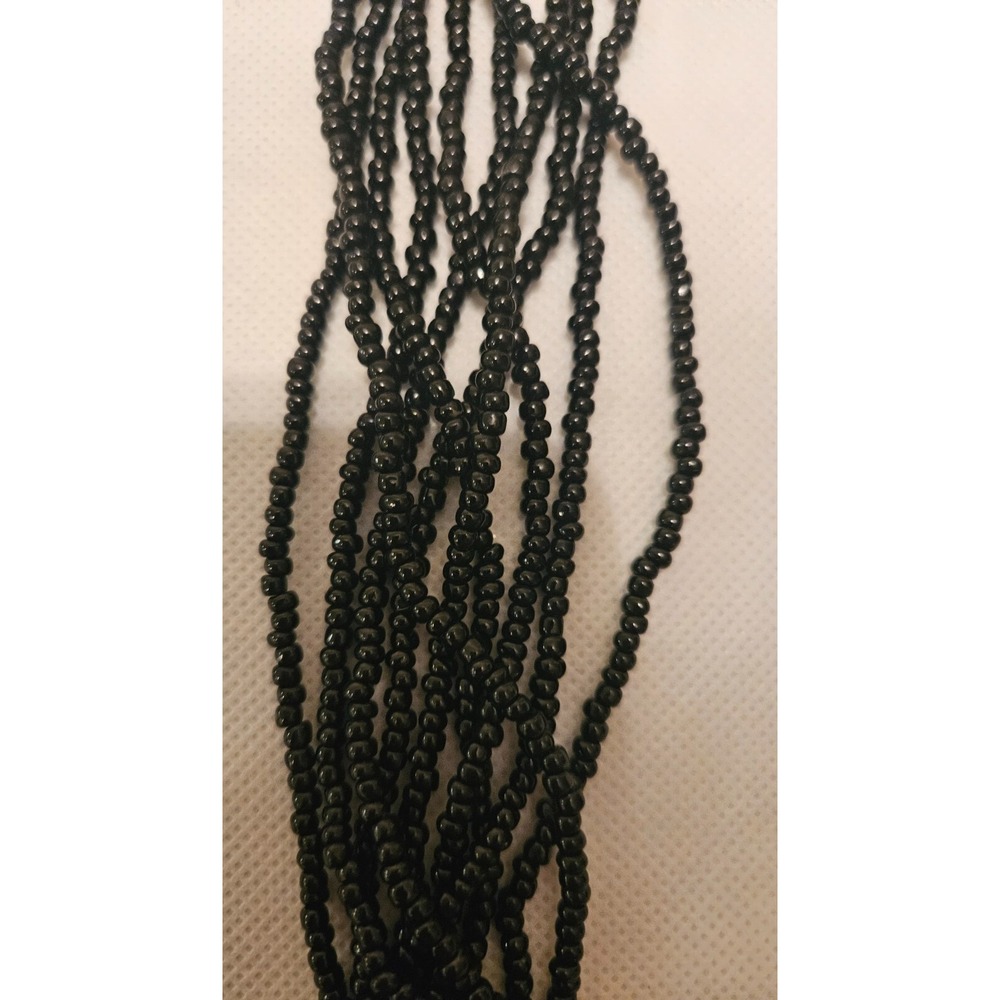 VINTAGE TRIFARI Beaded Necklace and Earrings Set - Black Seed Beads Jewelry Set - Picture 15 of 15